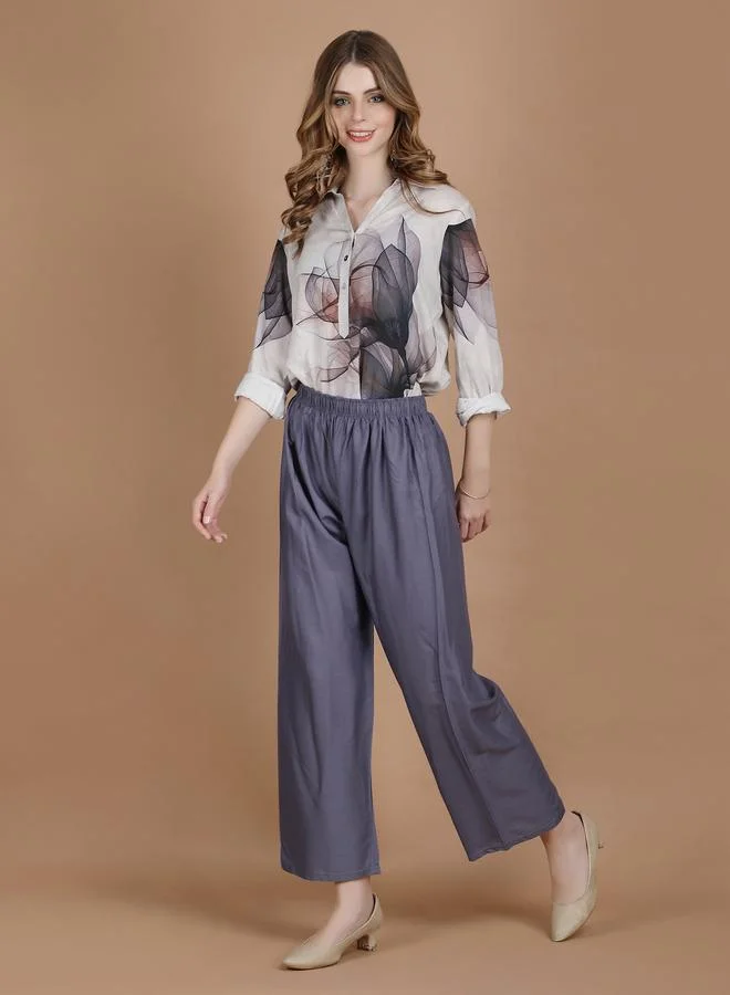 Take Two Grey Grey Wide Leg Ethnic Palazzos By Michael Kovlin for Women | Best Price UAE